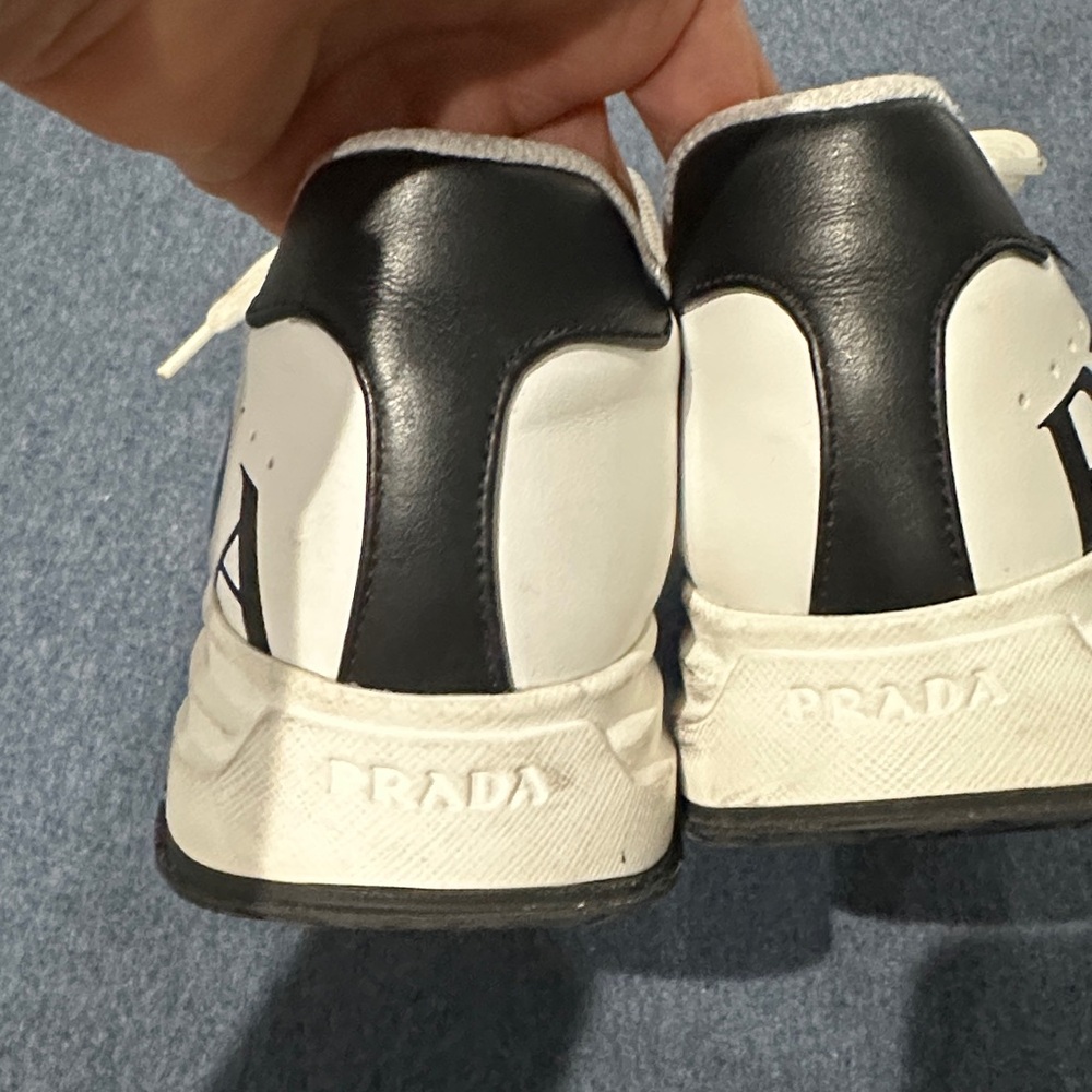 Prada Women's White and Black Sneakers - Picture 6 of 9
